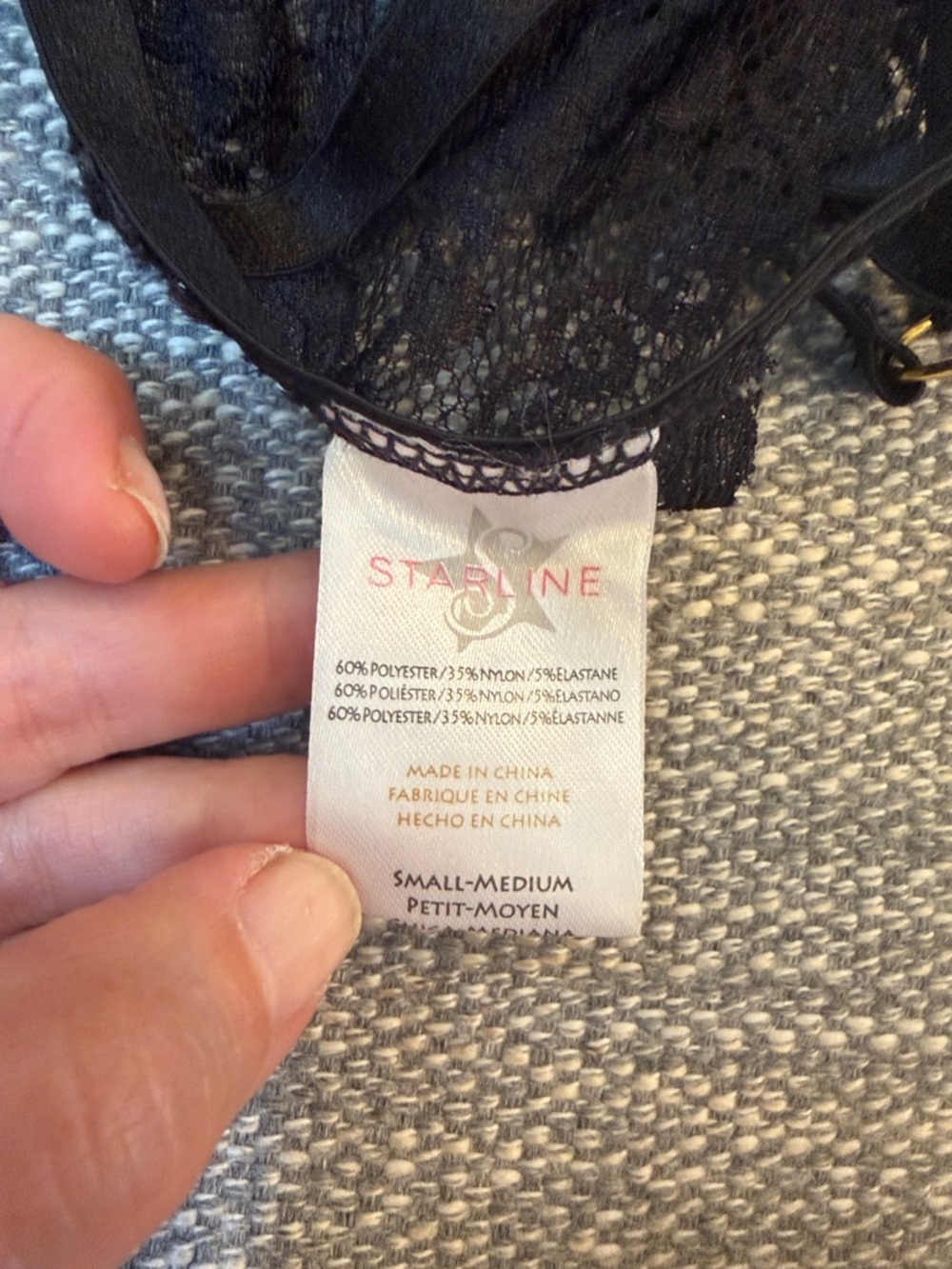 Starline Black Strappy Lace Bra & Panty Set Small/Medium - Picture 5 of 5